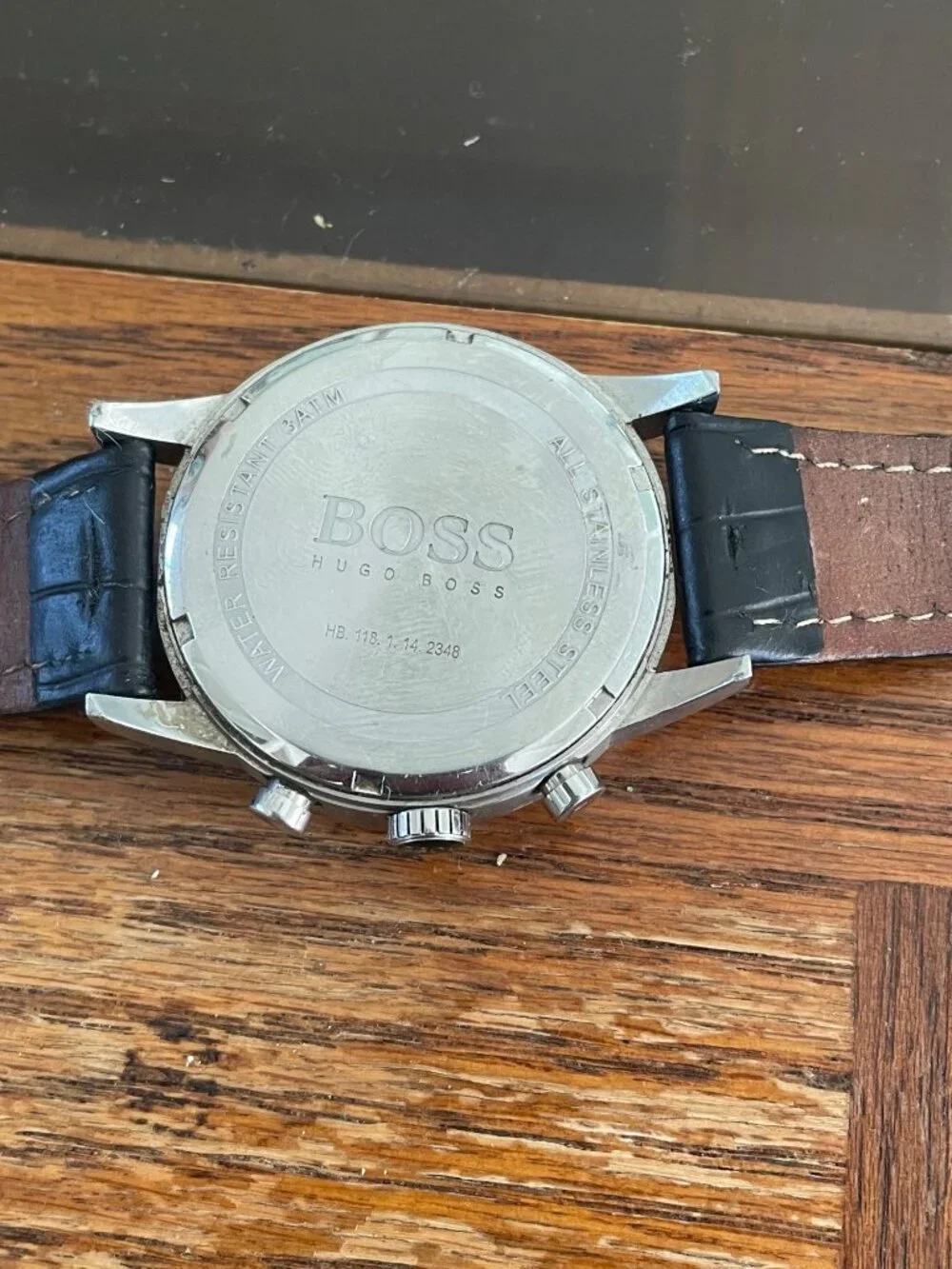 Hugo Boss Mens Stainless Steel Watch With Black Leather Strap 1512573